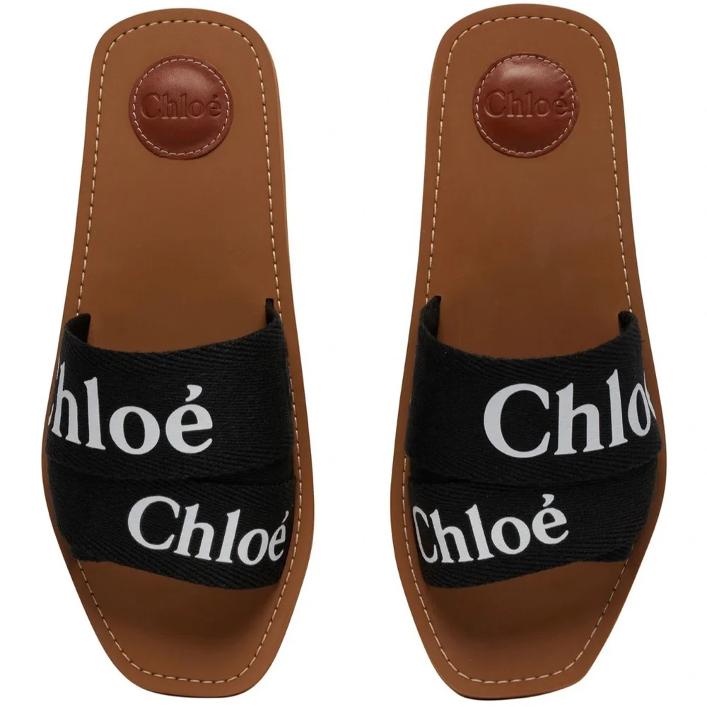 Chloe Woody Logo Slide Sandals Black Size 35 EU / 5 US NIB - Picture 8 of 10